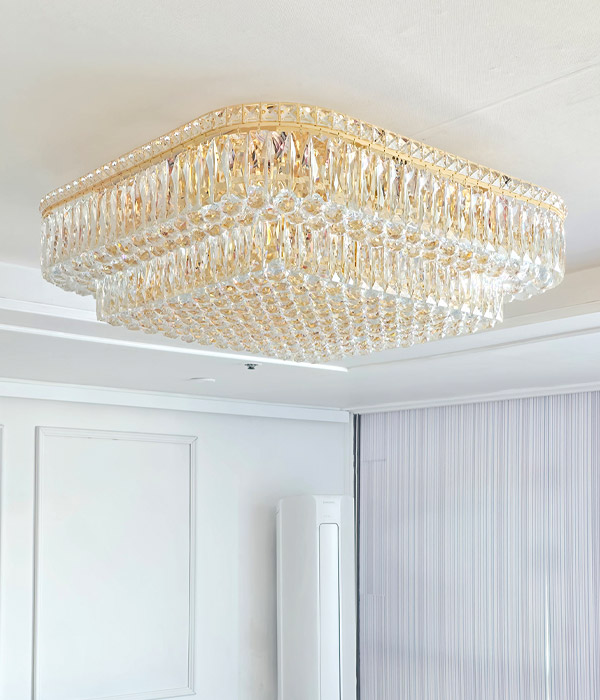 밍크골드 사각 17등 대형 크리스탈거실등 거실전등